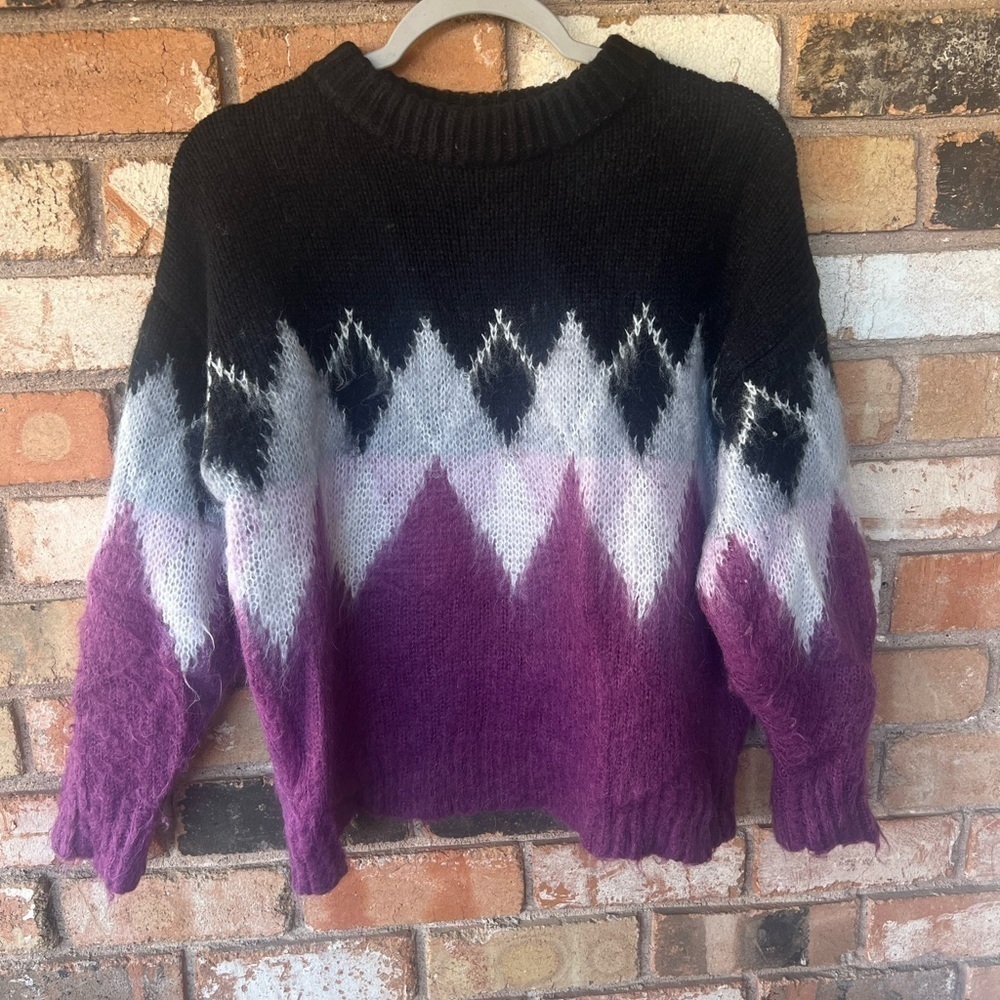 Moussy Oversized Fuzzy Argyle Sweater - Picture 6 of 6